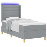 Boxspringbed met matras Lichtgrijs 90 x 190 cm Stof - thumbnail