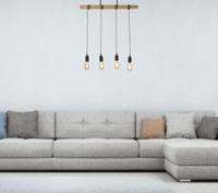 Searchlight 4-lichts hanglampWoody met hout - 95041-4BR - thumbnail