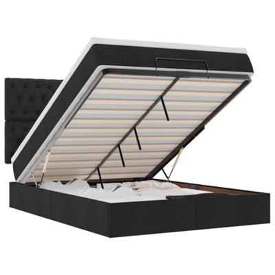 Ottoman bed met matras en LED's 140x190cm stof zwart