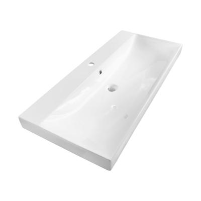 Brauer Aurora Wastafel - 100 cm - met 1 Spoelbak en 1 Kraangat - Keramiek Hoogglans Wit