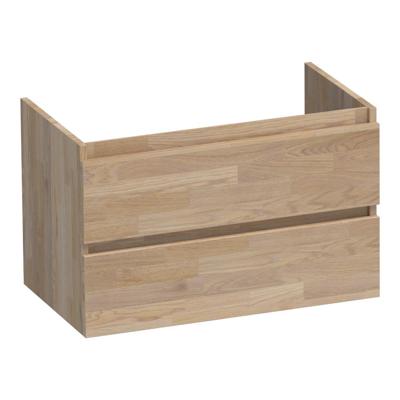 Brauer Joy - Onderkast - 80 cm - met 2 Softclose Lades Greeploos en 1 Sifon Uitsparing - Vingerlas Eiken Grijs