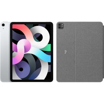 Apple iPad Air (2020) 10.9 inch 256 GB Wifi Zilver + Logitech Touch Toetsenbord Hoes