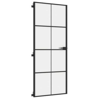 VidaXL Binnendeur smal 83x201,5 cm gehard glas en aluminium zwart