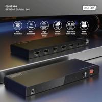Digitus DS-55340 4 poorten HDMI-splitter Individueel schakelbaar, LED-weergave, Met status-LEDs, Ultra HD-geschikt, Voor intern gebruik, Met metalen behuizing - thumbnail