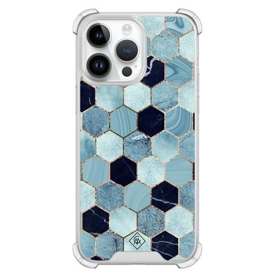 iPhone 14 Pro Max shockproof hoesje - Blue cubes iPhone 14 Pro Max shockproof hoesje - Blue cubes