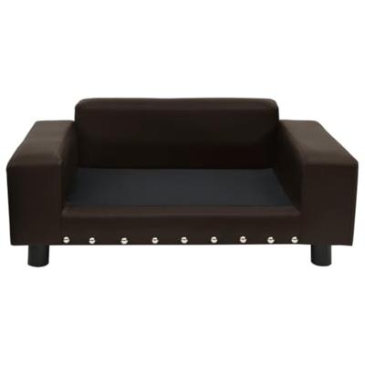 Hondenbank 81x43x31 cm pluche en kunstleer bruin