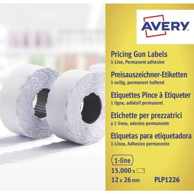 Prijsetiket Avery PLP1226 12x26mm 10rol à 1.500 stuks Prijsetiket Avery PLP1226 12x26mm 10rol à 1.500 stuks