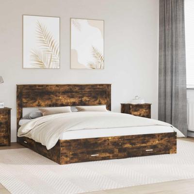 Bedframe met lade met hoofdeinde met opslag Bewerkt hout