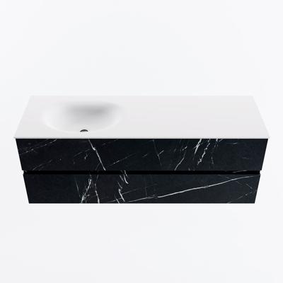 MONDIAZ VICA 140cm badmeubel onderkast Marquina 2 lades. Wastafel MOON links zonder kraangat, kleur Talc.