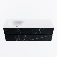 MONDIAZ VICA 140cm badmeubel onderkast Marquina 2 lades. Wastafel MOON links zonder kraangat, kleur Talc. - thumbnail
