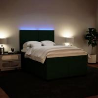 Boxspring met matras fluweel donkergroen 140x200 cm - thumbnail