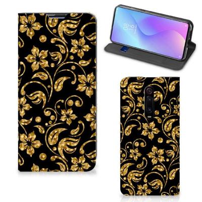 Xiaomi Mi 9T Pro Smart Cover Gouden Bloemen Xiaomi Mi 9T Pro Smart Cover Gouden Bloemen