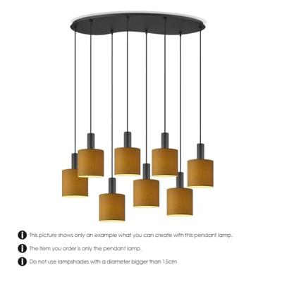 Metaal kroonluchter - Industrie hanglamp - Zwart - Met 8 pcs lampvoeten - Ontworpen voor Eetkamer en Slaapkamer - 80 X 27.5 X 117.5cm - set met E27 Lamphouder - voor Lampenkap met Doorsnede max 15cm - Gloeilamp Niet Inbegrepen - thumbnail