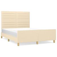 Bedframe zonder matras stof crèmekleurig 140x190 cm - thumbnail