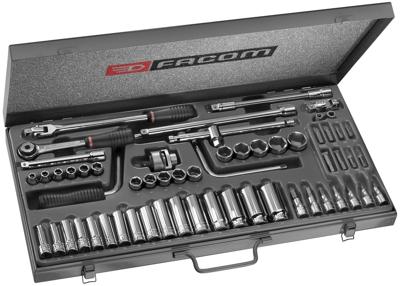 Facom set 3/8&apos; van korte 6-kantdoppen, lange 12-kantdoppen en bits - J.451EP