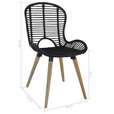 Eetkamerstoelen 2 st natuurlijk rattan zwart