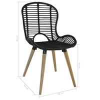 Eetkamerstoelen 2 st natuurlijk rattan zwart - thumbnail