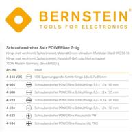 Bernstein Tools for Electronics EUROline-Power Schroevendraaierset Werkplaats 6-delig Plat, Kruiskop Pozidriv - thumbnail