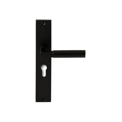 Hardbrass Deurkruk Ottawa op rechthoekig langschild profielcilindergat 55mm - zwart