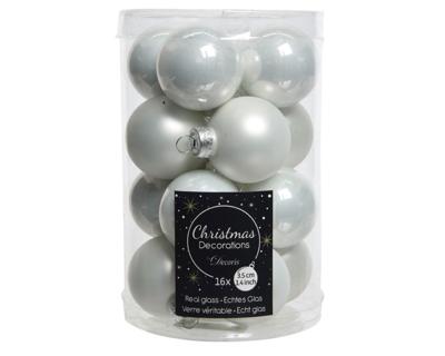 16 Glazen balletjes 35 mm winter wit - Decoris