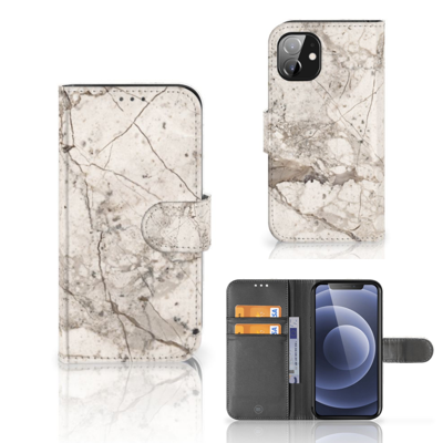 Apple iPhone 12 Mini | Bookcase | Marmer Beige Apple iPhone 12 Mini | Bookcase | Marmer Beige