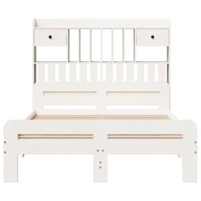 Bed met boekenkast zonder matras grenenhout wit 135x190 cm