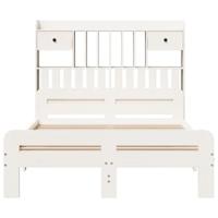 Bed met boekenkast zonder matras grenenhout wit 135x190 cm - thumbnail