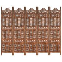 Kamerscherm 5 panelen handgesneden 200x165 cm mangohout bruin - thumbnail
