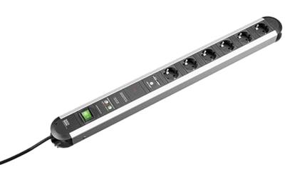 Bachmann 331.055 Overspanningsveilige stekkerdoos 6-voudig Zwart, Aluminium Randaarde stekker 1 stuk(s)