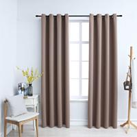 VidaXL Gordijn verduisterend met metalen ringen 2 st 140x175 cm taupe - thumbnail