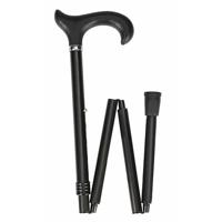 Luxe opvouwbare wandelstok | Met soft Derby handvat | Lengte: 83 - 95 cm | Zwart | Geschikt voor zowel links als rechts | OS17610-Z - thumbnail