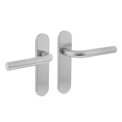 Intersteel deurkruk op schild - Recht - blind - RVS geborsteld Intersteel deurkruk op schild - Recht - blind - RVS geborsteld