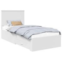 Bedframe met hoofdeinde met lade Wit 90 x 190 cm Bewerkt hout - thumbnail