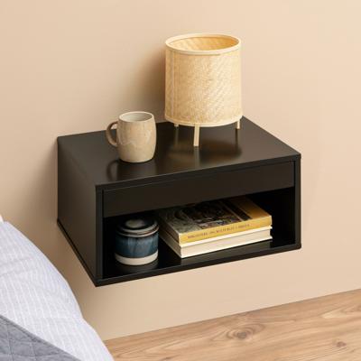 Bendt Zwevend Nachtkastje 'Daeg' Met 1 lade en open vak, kleur Zwart