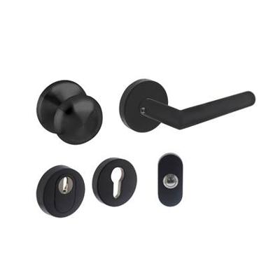 Intersteel Basis voordeurset veiligheidsbeslag skg3 rond rvs zwart met kerntrekbeveiliging