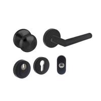 Intersteel Basis voordeurset veiligheidsbeslag skg3 rond rvs zwart met kerntrekbeveiliging - thumbnail