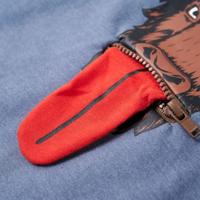 Kindertrui met capuchon 116 gemleerd blauw - thumbnail