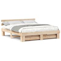 Bedframe met hoofdeinde Bruin 200 x 200 cm Massief grenenhout - thumbnail