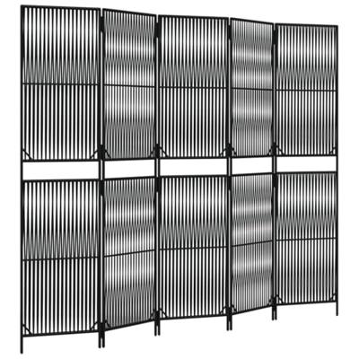 Kamerscherm 5 panelen poly rattan zwart