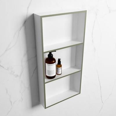 MONDIAZ EASY Nis 59,5x29,5cm in solid surface kleur Army | Talc. 3 vakken geschikt voor in- of opbouw MONDIAZ EASY Nis 59,5x29,5cm in solid surface kleur Army | Talc. 3 vakken geschikt voor in- of opbouw