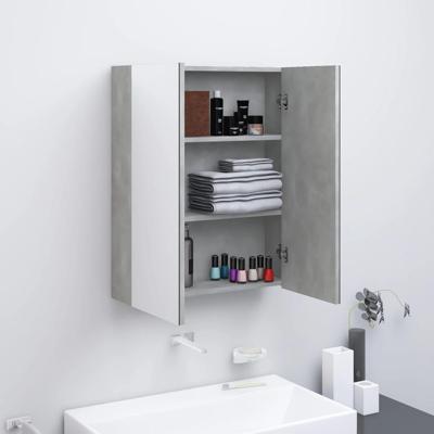 Badkamerkast met spiegel 60x15x75 cm MDF betongrijs