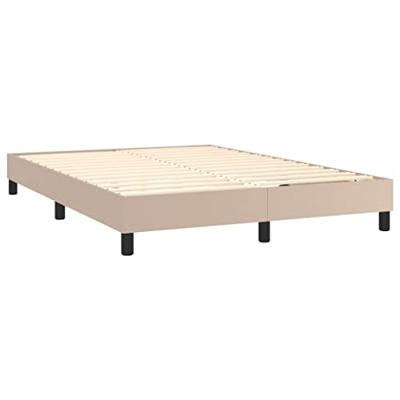 Boxspring met matras en LED kunstleer cappuccinokleur 140x190cm
