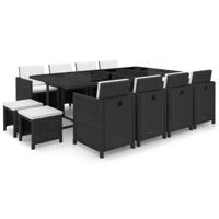 13-delige Tuinset met kussens poly rattan zwart - thumbnail