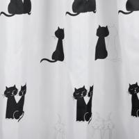 Douchegordijn Differnz Cats Polyester 180x200 cm Zwart Differnz - thumbnail
