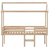 Hoogslaper met dak massief grenenhout wasbruin 75x190 cm - thumbnail