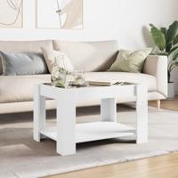 Salontafel met LED 73x53x45 cm bewerkt hout wit - thumbnail