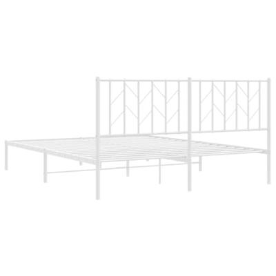 Bedframe met hoofdbord metaal wit 160x200 cm