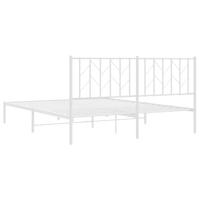 Bedframe met hoofdbord metaal wit 160x200 cm - thumbnail