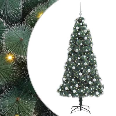 VidaXL Kunstkerstboom met verlichting en ballenset groen 180 cm pet