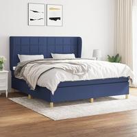 vidaXL Boxspring met matras stof blauw 160x200 cm - thumbnail